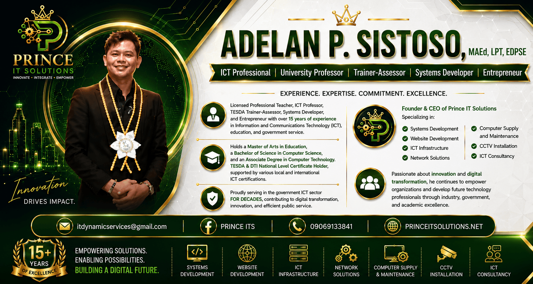 Adelan P. Sistoso, Founder and CEO of Prince IT Solutions